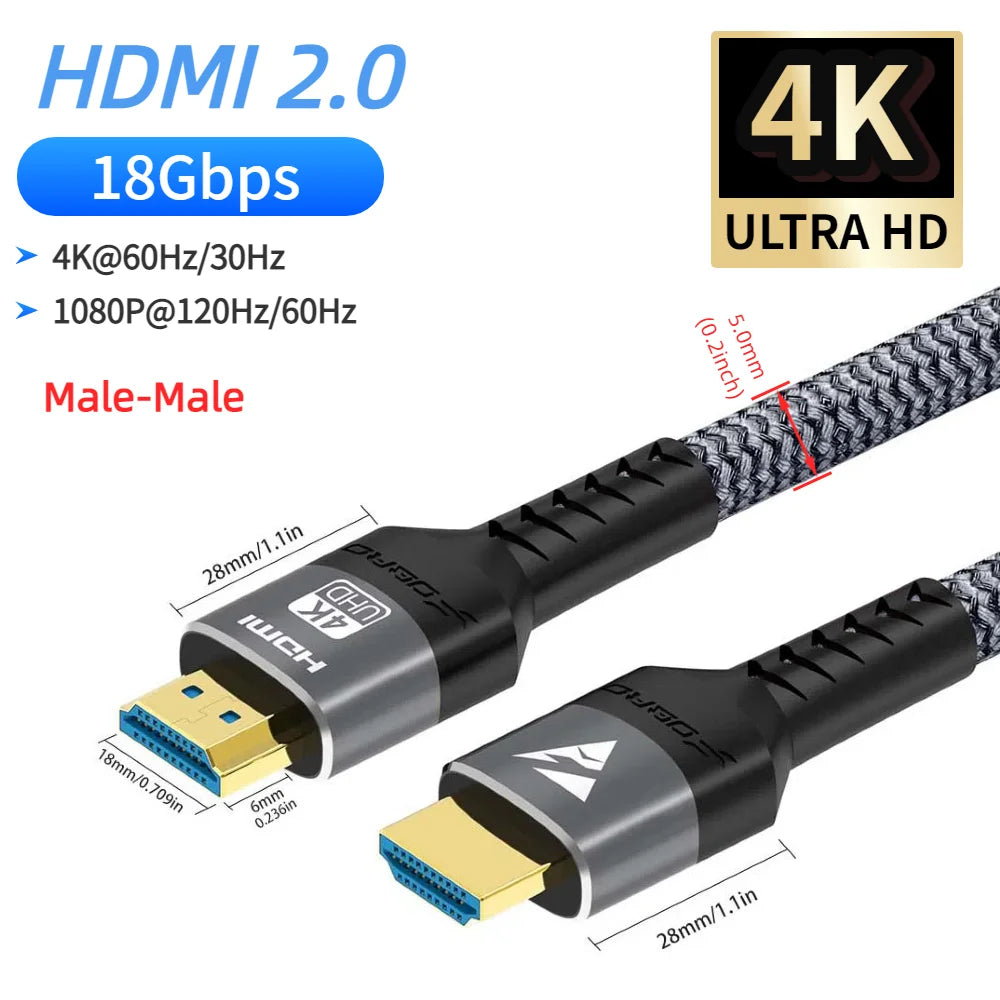 8K HDMI 2.1 Extension cable. Supports 8K@60Hz, 4K@120Hz.  Works with HDTV, RTX, PS5 TV Xbox eARC HDR Video PC Laptop and more.