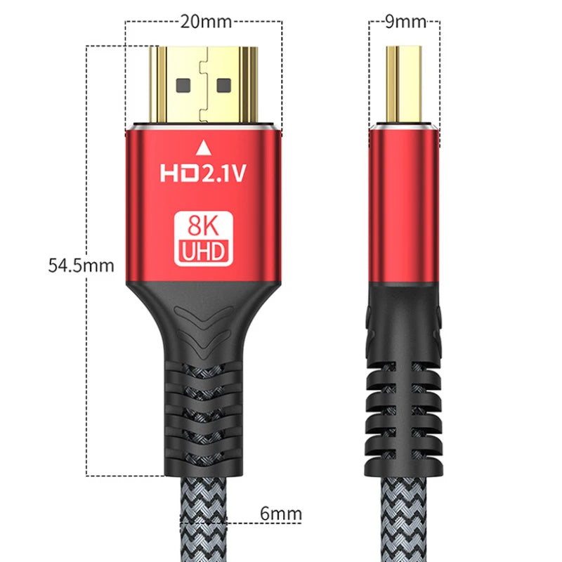 HDMI-Compatible 2.1 Cable 8K HDTV Cable for Xiaomi TV Box PS5 Ultra High Speed Compatible 8K@60Hz HDTV 2.1 Cable for TV/PS5/HDTV