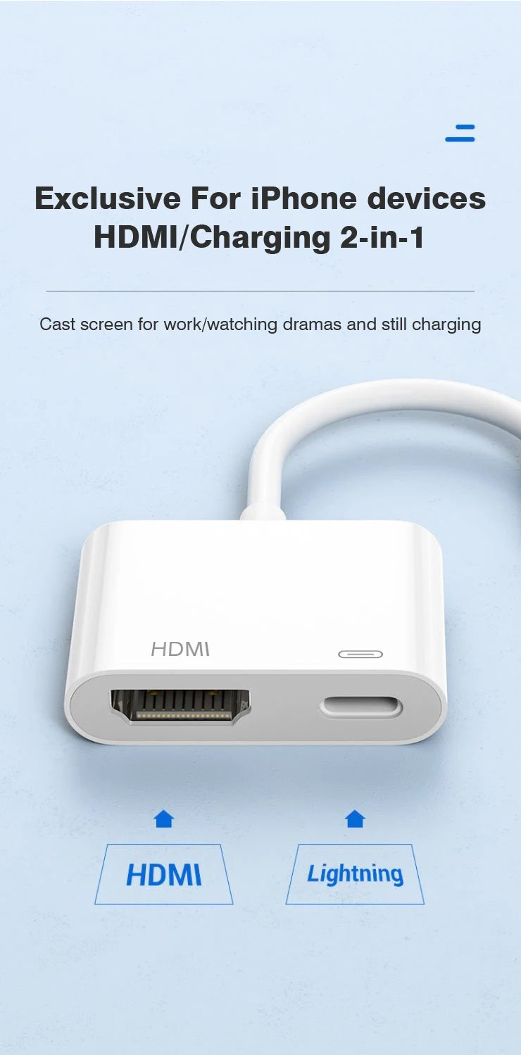 Lightning To HDMI Digital AV Adapter For iPhone14/13 iPad 1080P HDMI Video&Audio Sync Screen Converter to TV/Projector