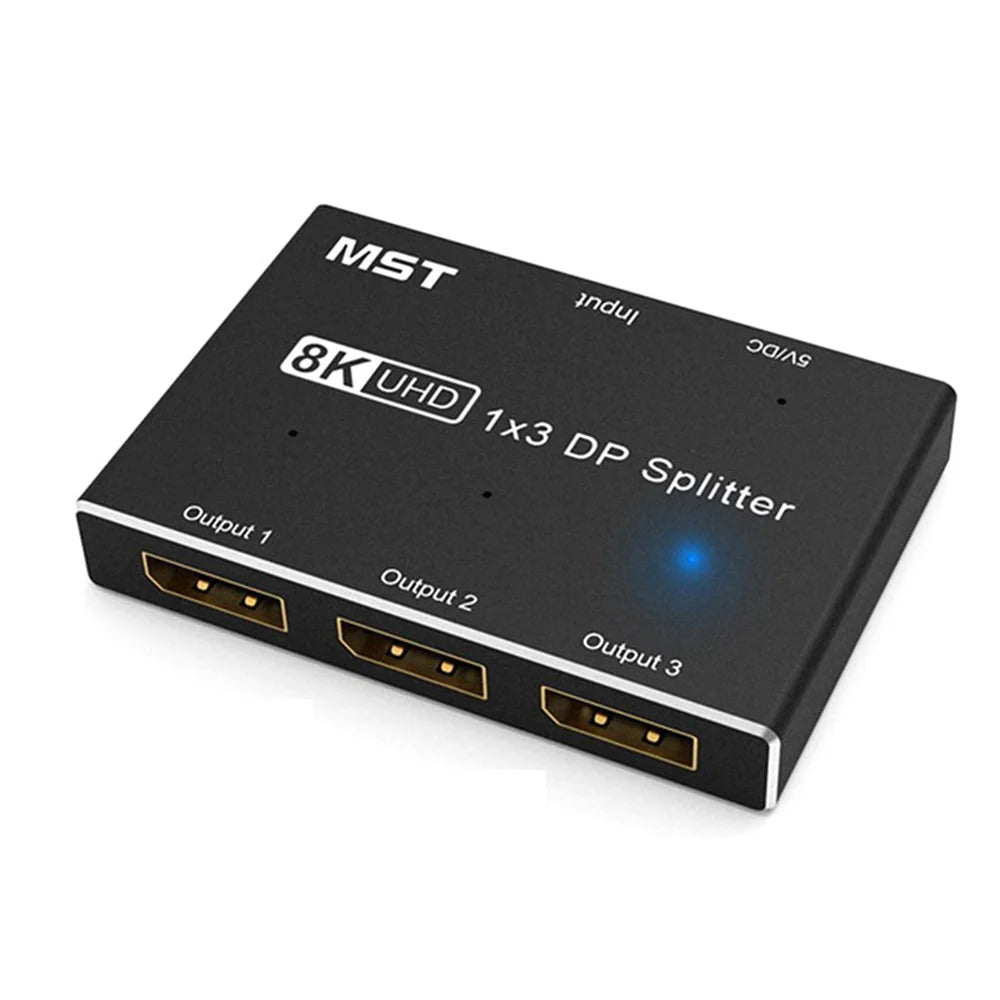 1 in 3 Out DisplayPort 1.4 Switch Splitter 8K@60Hz 4K@120Hz with MST Function Converter Adapter Support Extend and Mirror Mode