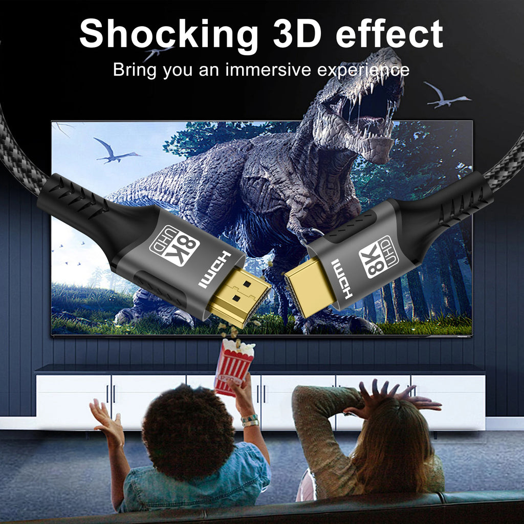 Ultra High Speed HDMI Cable with gold plated Connectors. Supports 8K@60Hz 4K@120Hz HDMI version 2.1.  48Gbps Certified - HDR10 3D eARC VRR for PS5/PC/HDTV/Projector.